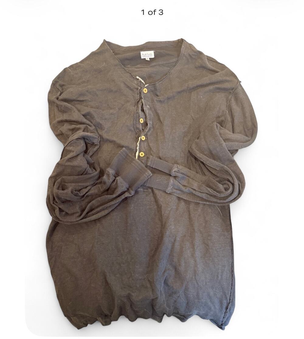 $295 Paul Smith 100% linen Henley 
Distressed fit long sleeve 
Size L